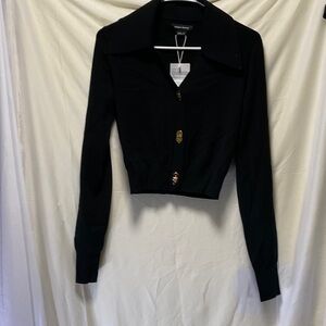 Urban Revivo Black Cropped Cardigan Jacket